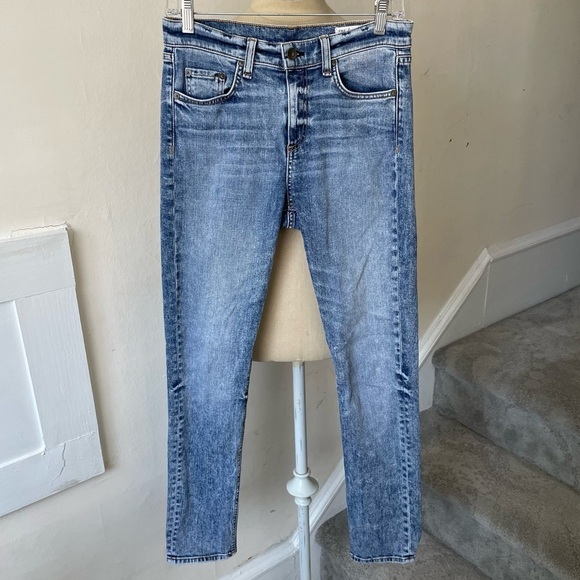 Rag & Bone Acid Blue Slim 10 Inch Dre Boyfriend Jeans EUC Size 26 W1590K510ACB - Picture 2 of 7